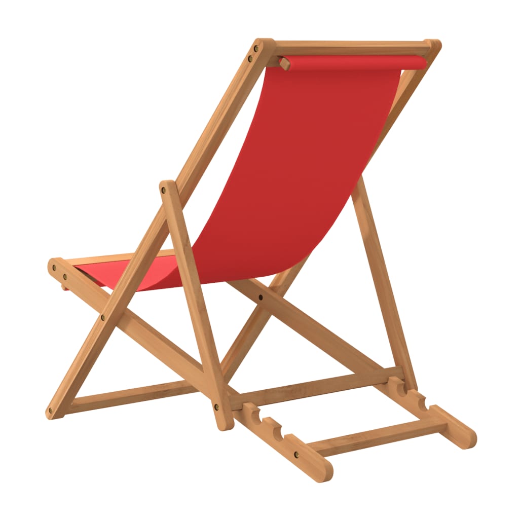 Strandstoel Inklapbaar Massief Teakhout Rood Zonder armleuning