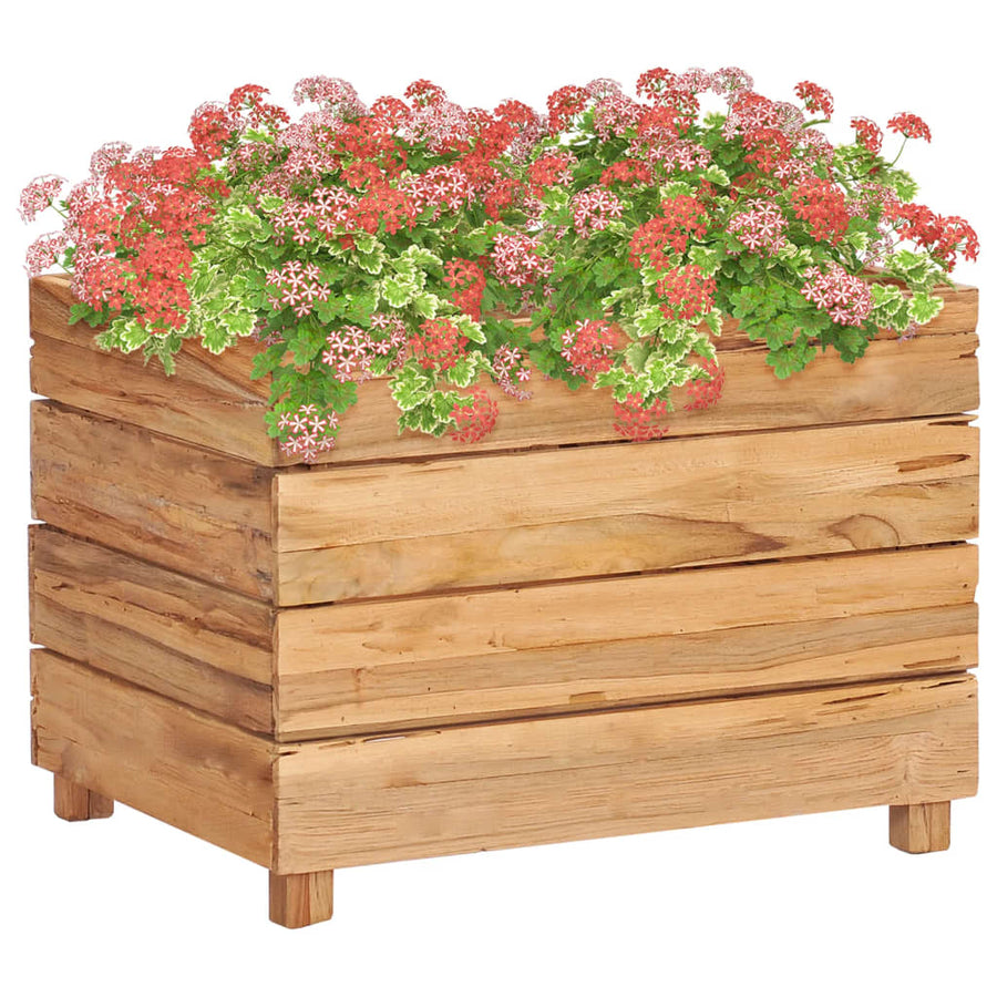 Plantenbak Verhoogd Massief Teakhout En Staal 50 x 40 x 38 cm