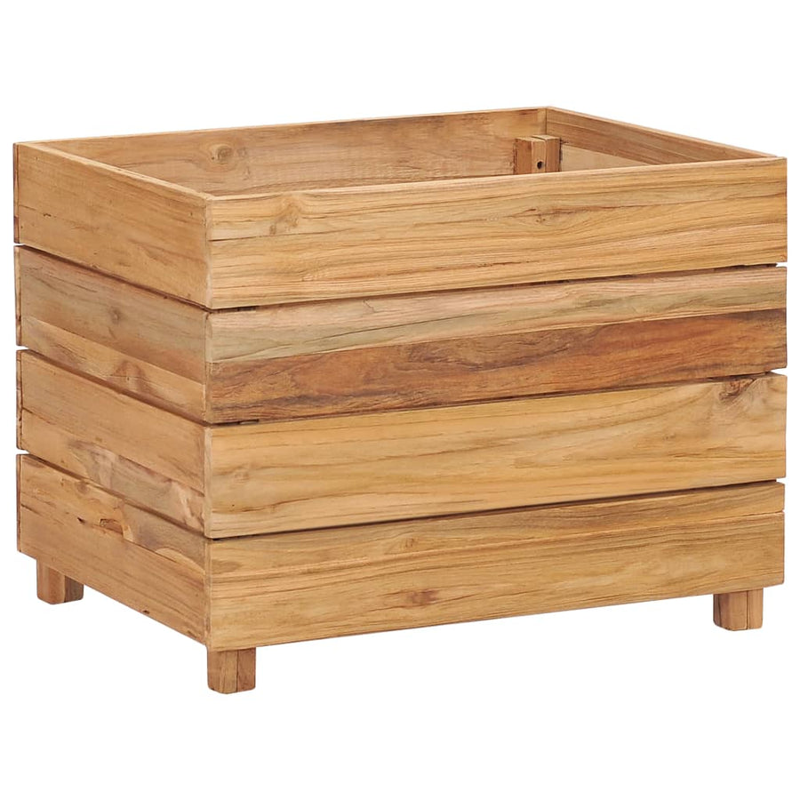 Plantenbak Verhoogd Massief Teakhout En Staal 50 x 40 x 38 cm