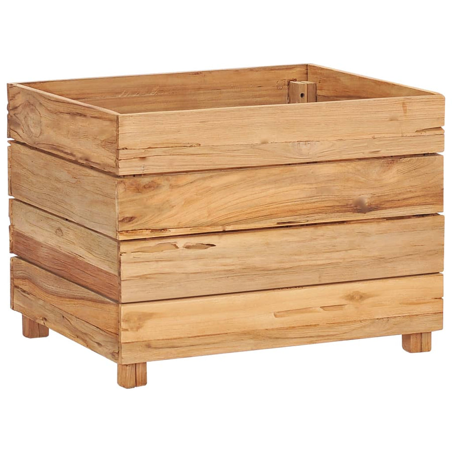 Plantenbak Verhoogd Massief Teakhout En Staal 50 x 40 x 38 cm