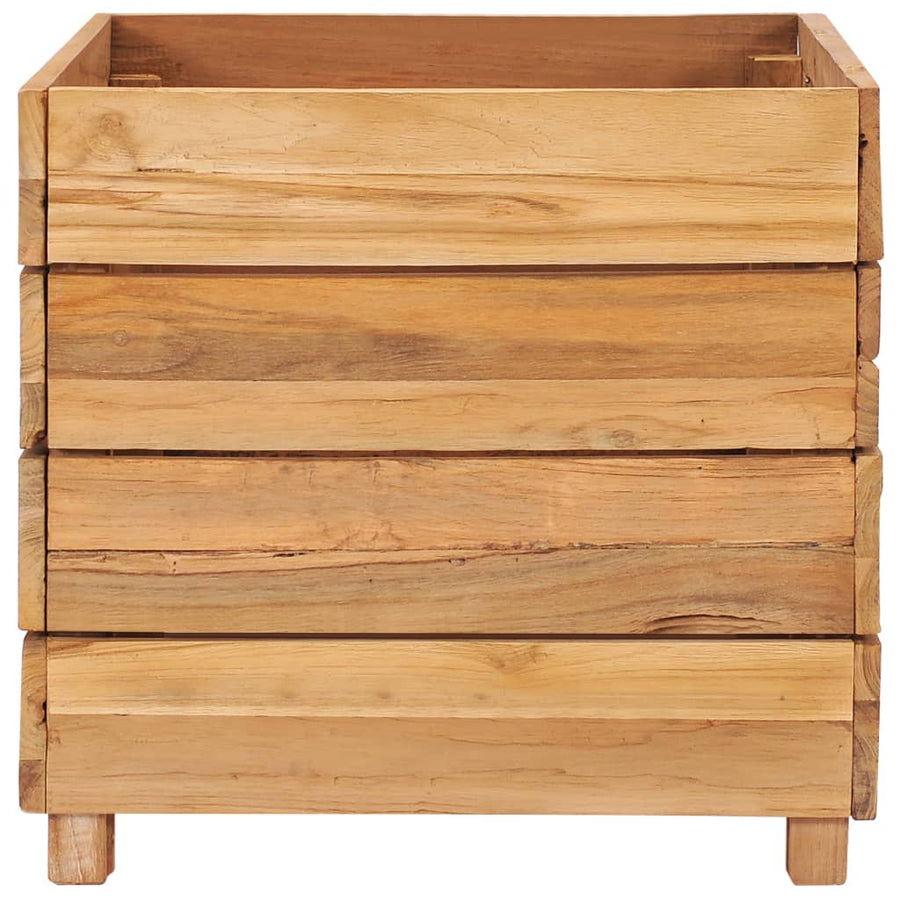 Plantenbak Verhoogd Massief Teakhout En Staal 50 x 40 x 38 cm