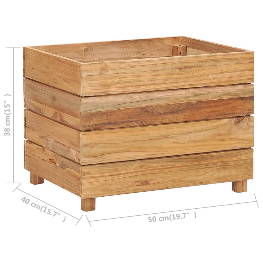 Plantenbak Verhoogd Massief Teakhout En Staal 50 x 40 x 38 cm