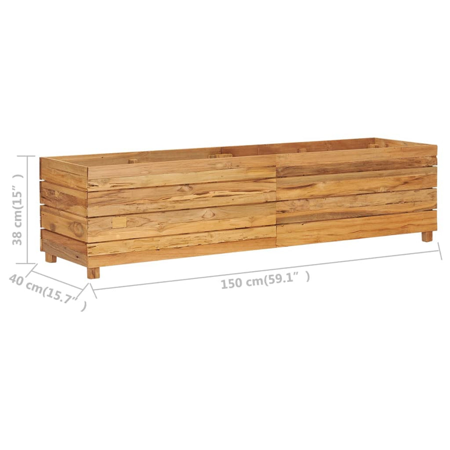 Plantenbak Verhoogd Massief Teakhout En Staal 150 x 40 x 38 cm