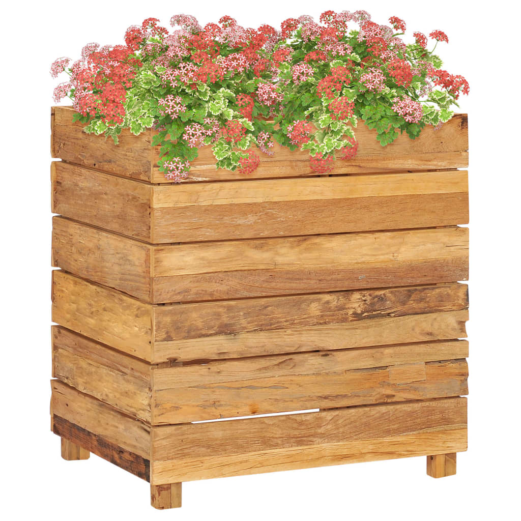 Plantenbak Verhoogd Massief Teakhout En Staal 50 x 40 x 55 cm