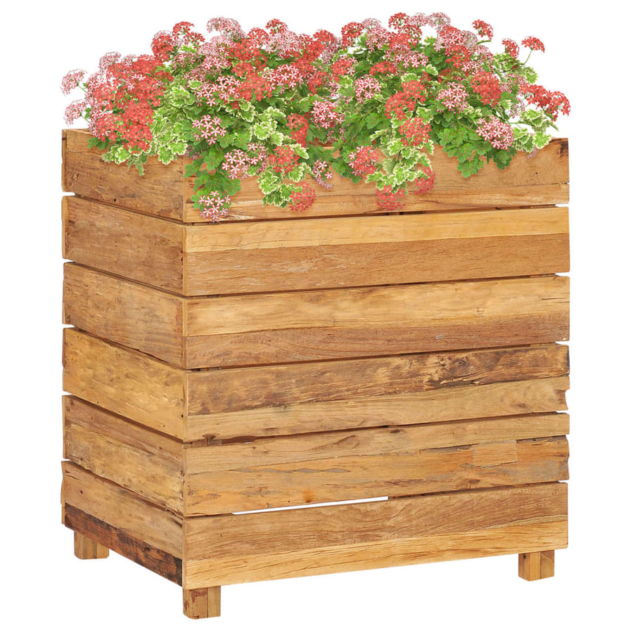 Plantenbak Verhoogd Massief Teakhout En Staal 50 x 40 x 55 cm