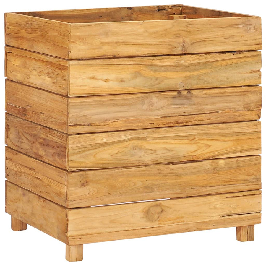 Plantenbak Verhoogd Massief Teakhout En Staal 50 x 40 x 55 cm
