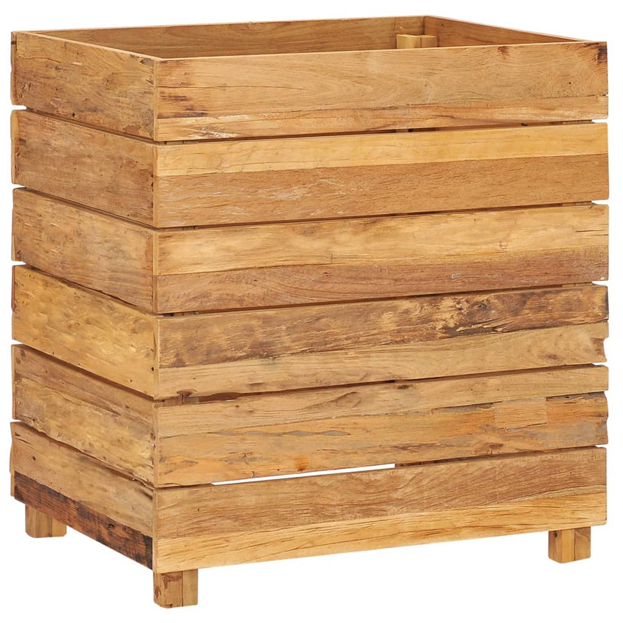 Plantenbak Verhoogd Massief Teakhout En Staal 50 x 40 x 55 cm