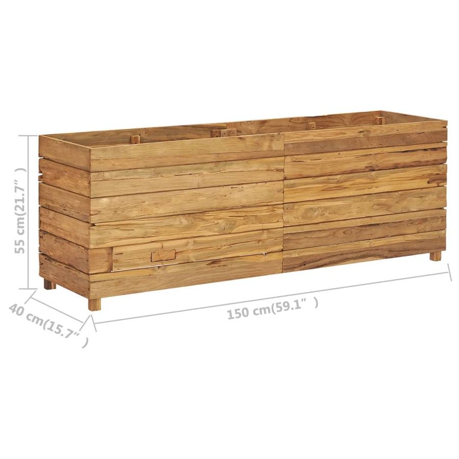 Plantenbak Verhoogd Massief Teakhout En Staal 150 x 40 x 55 cm