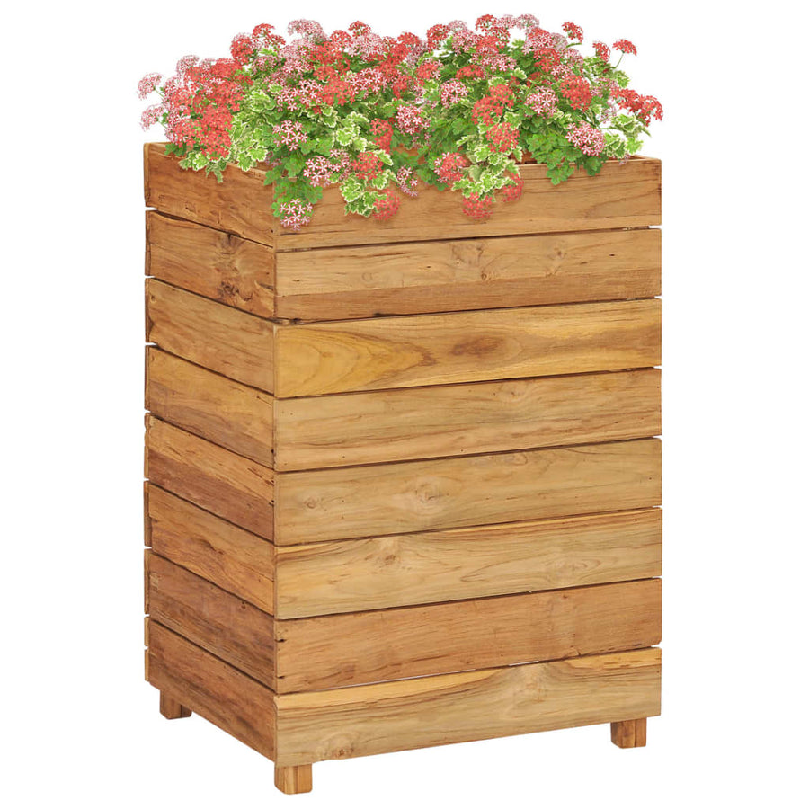 Plantenbak Verhoogd Massief Teakhout En Staal 50 x 40 x 72 cm