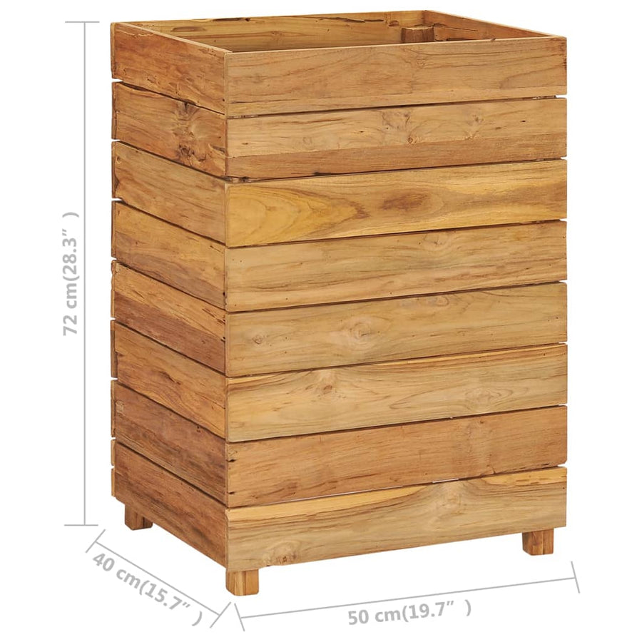Plantenbak Verhoogd Massief Teakhout En Staal 50 x 40 x 72 cm