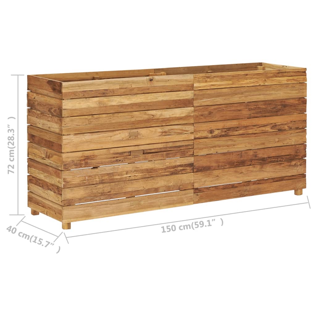 Plantenbak Verhoogd Massief Teakhout En Staal 150 x 40 x 72 cm