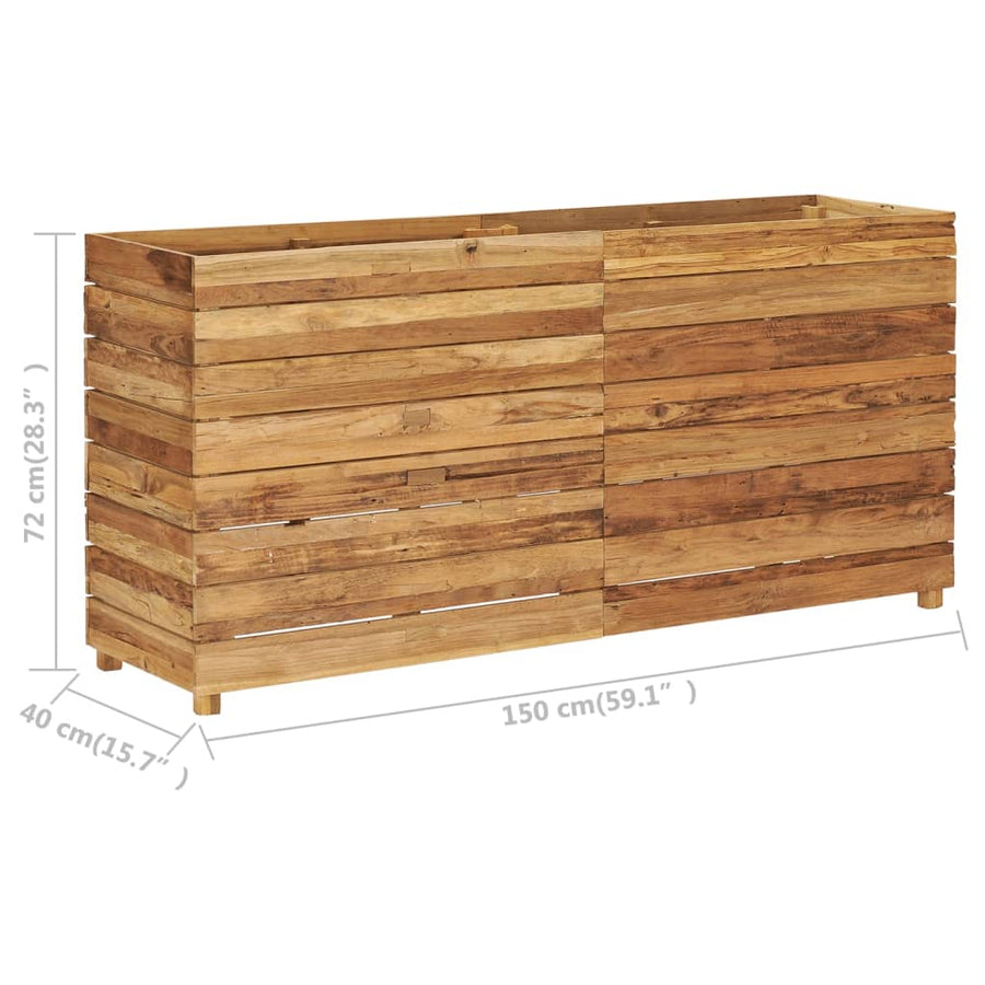 Plantenbak Verhoogd Massief Teakhout En Staal 150 x 40 x 72 cm