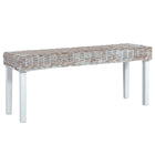Bankje 110 cm kubu rattan massief mahoniehout wit
