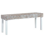 Bankje 110 cm kubu rattan massief mahoniehout wit