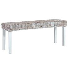 Bankje 110 Cm Natuurlijk Kubu Rattan En Massief Mangohout Wit