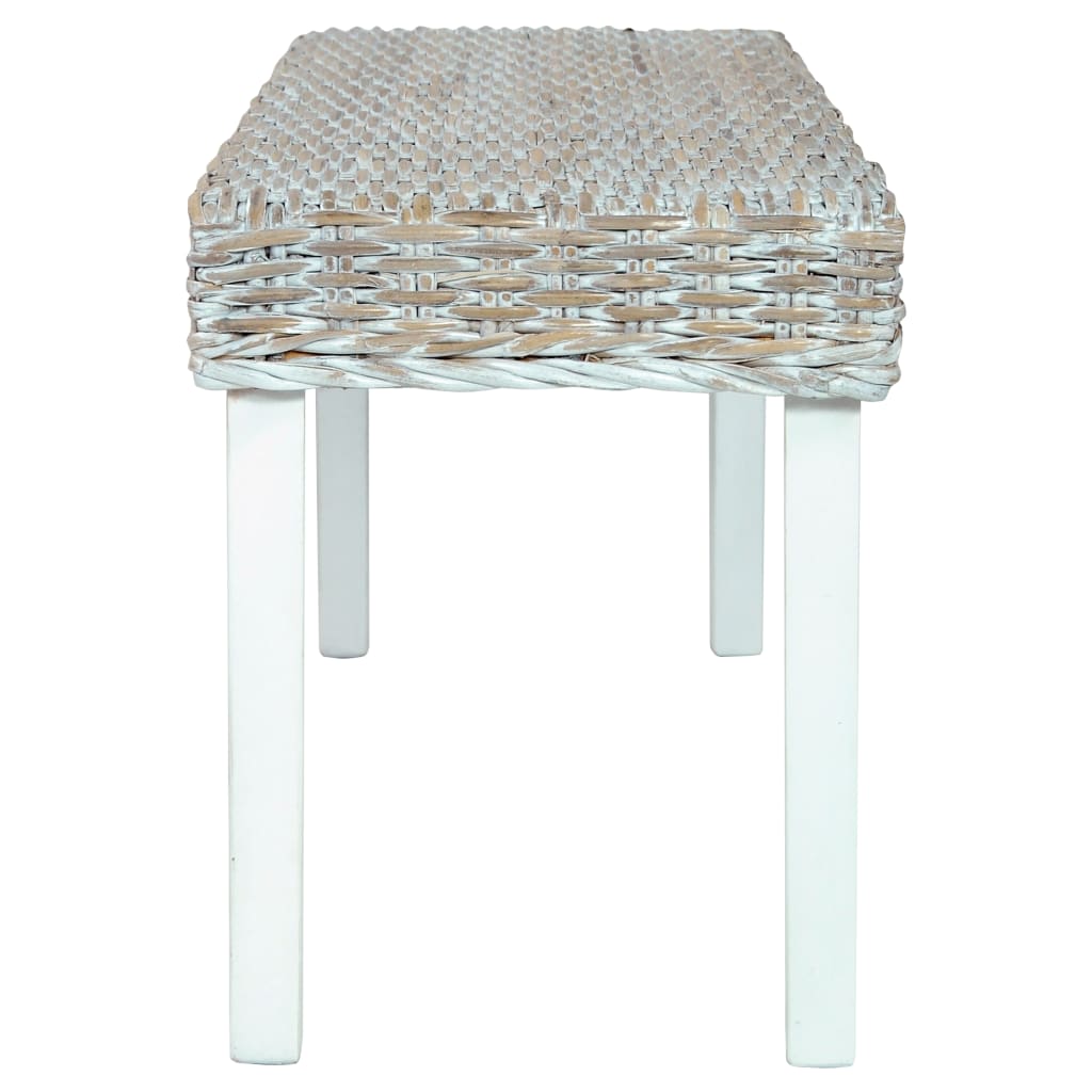 Bankje 110 Cm Natuurlijk Kubu Rattan En Massief Mangohout Wit