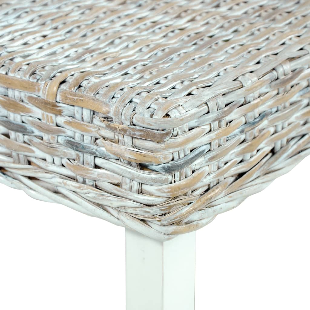Bankje 110 Cm Natuurlijk Kubu Rattan En Massief Mangohout Wit