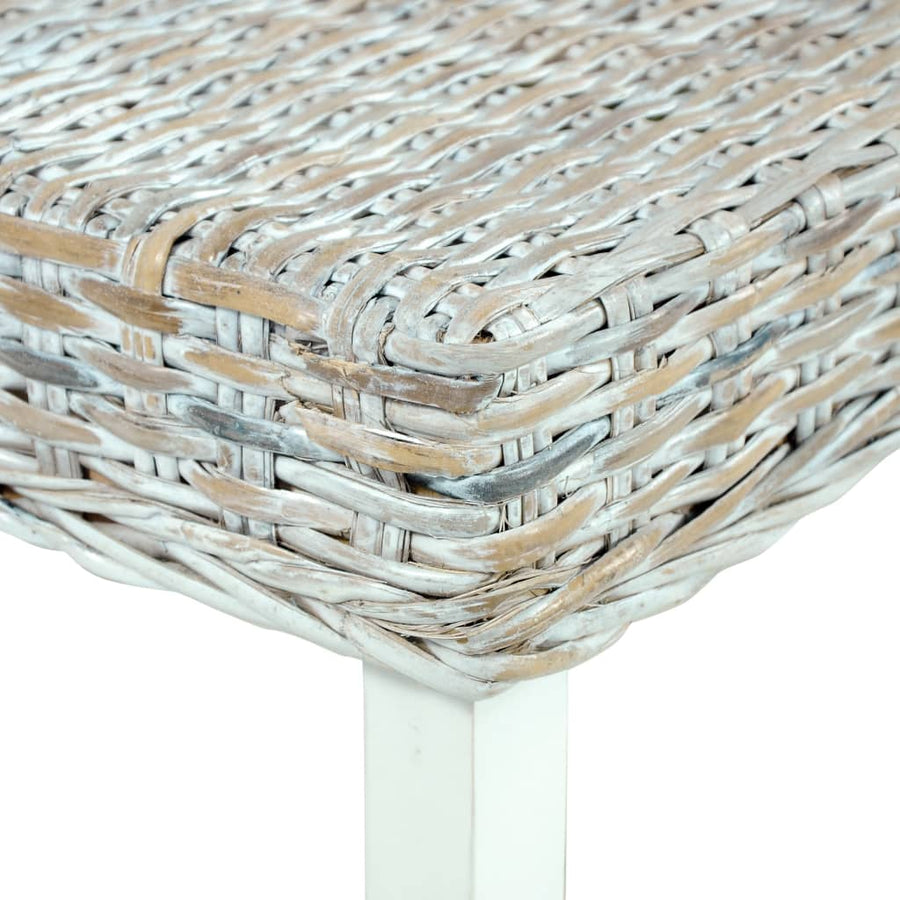 Bankje 110 Cm Natuurlijk Kubu Rattan En Massief Mangohout Wit