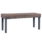 Bankje 110 cm kubu rattan massief mangohout grijs