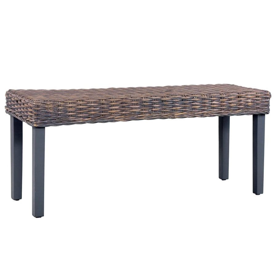 Bankje 110 Cm Natuurlijk Kubu Rattan En Massief Mangohout Grijs