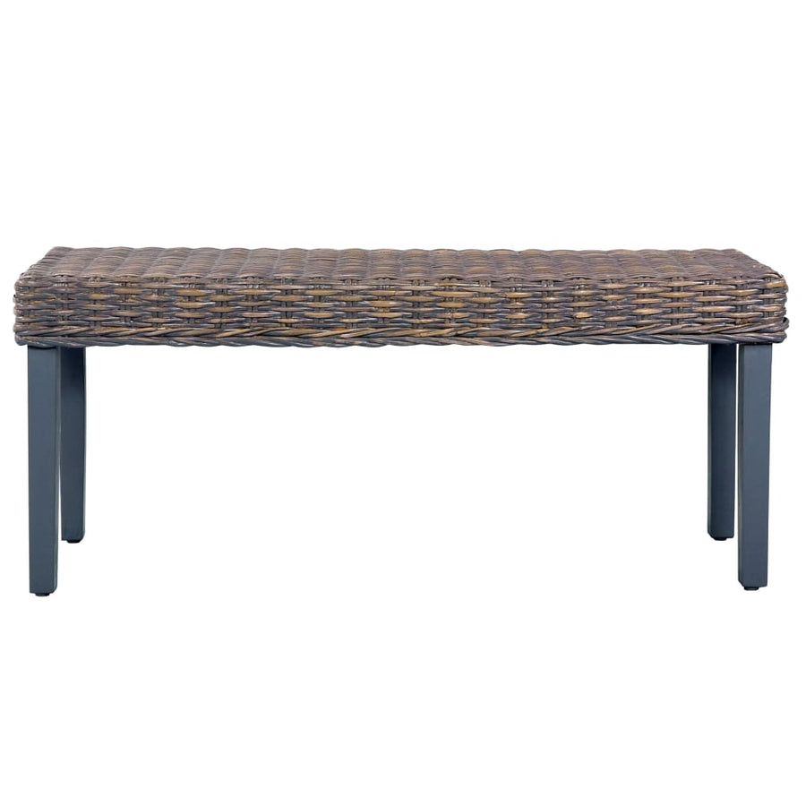 Bankje 110 Cm Natuurlijk Kubu Rattan En Massief Mangohout Grijs