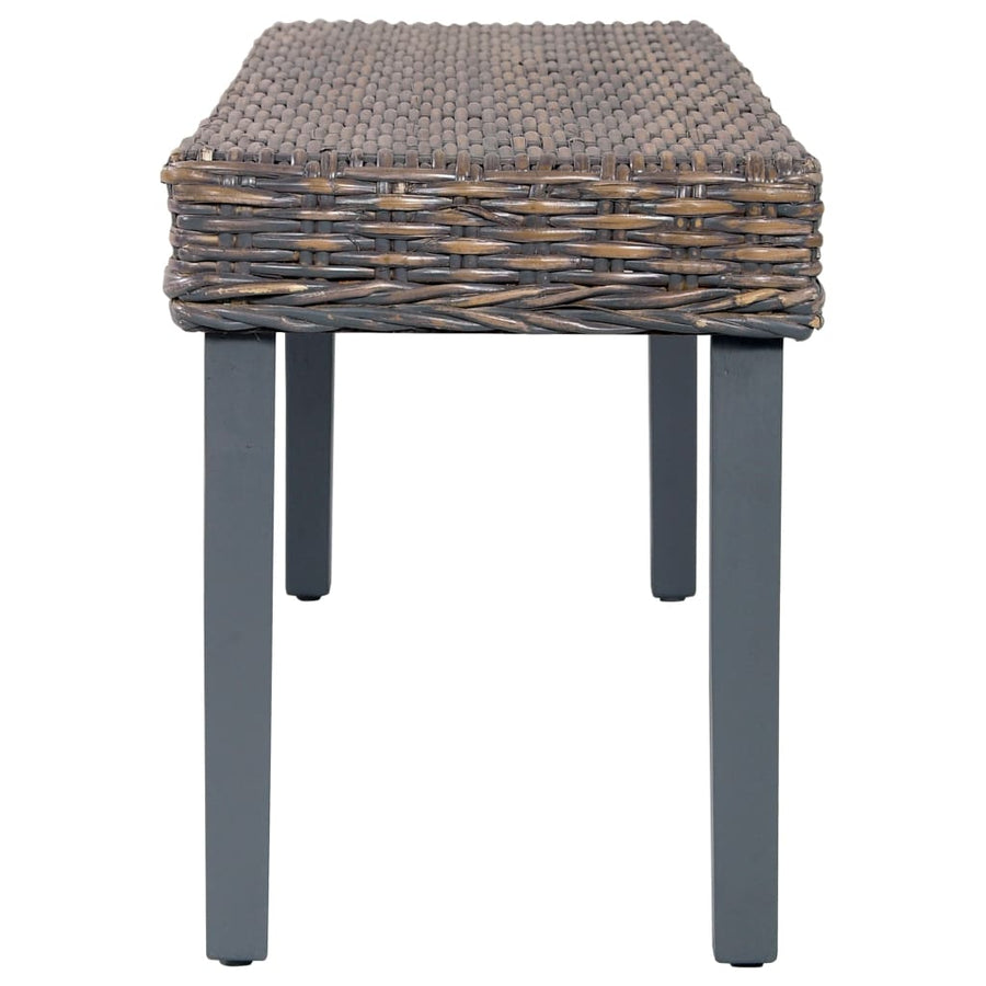 Bankje 110 Cm Natuurlijk Kubu Rattan En Massief Mangohout Grijs