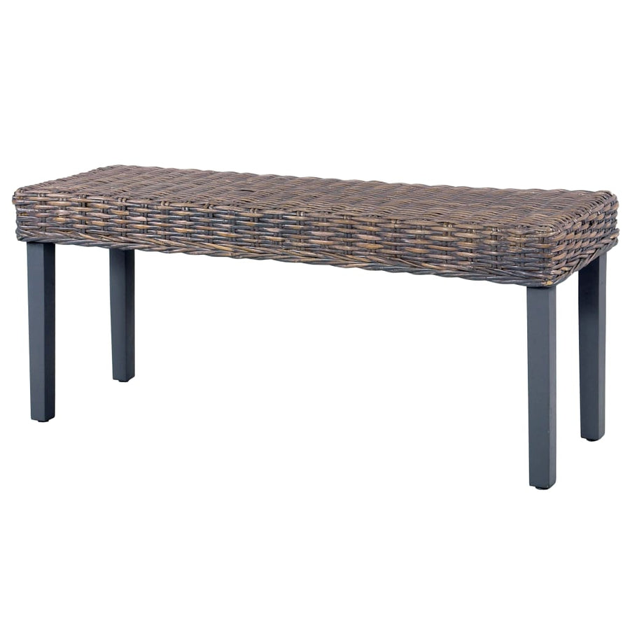 Bankje 110 Cm Natuurlijk Kubu Rattan En Massief Mangohout Grijs