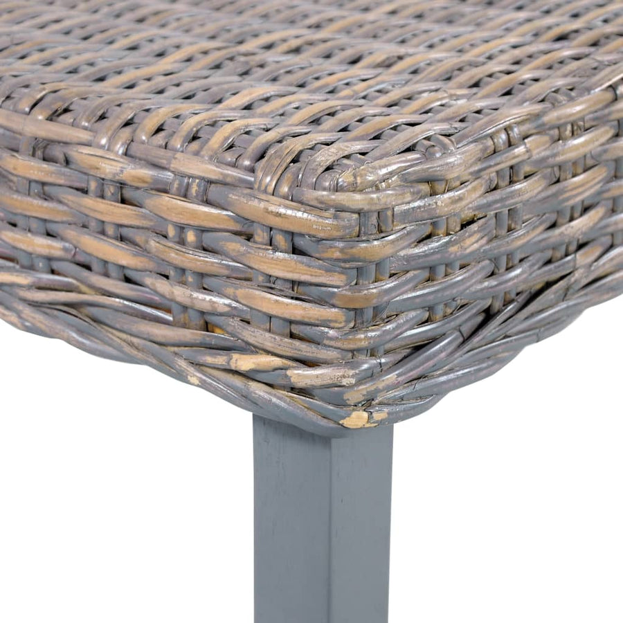 Bankje 110 Cm Natuurlijk Kubu Rattan En Massief Mangohout Grijs
