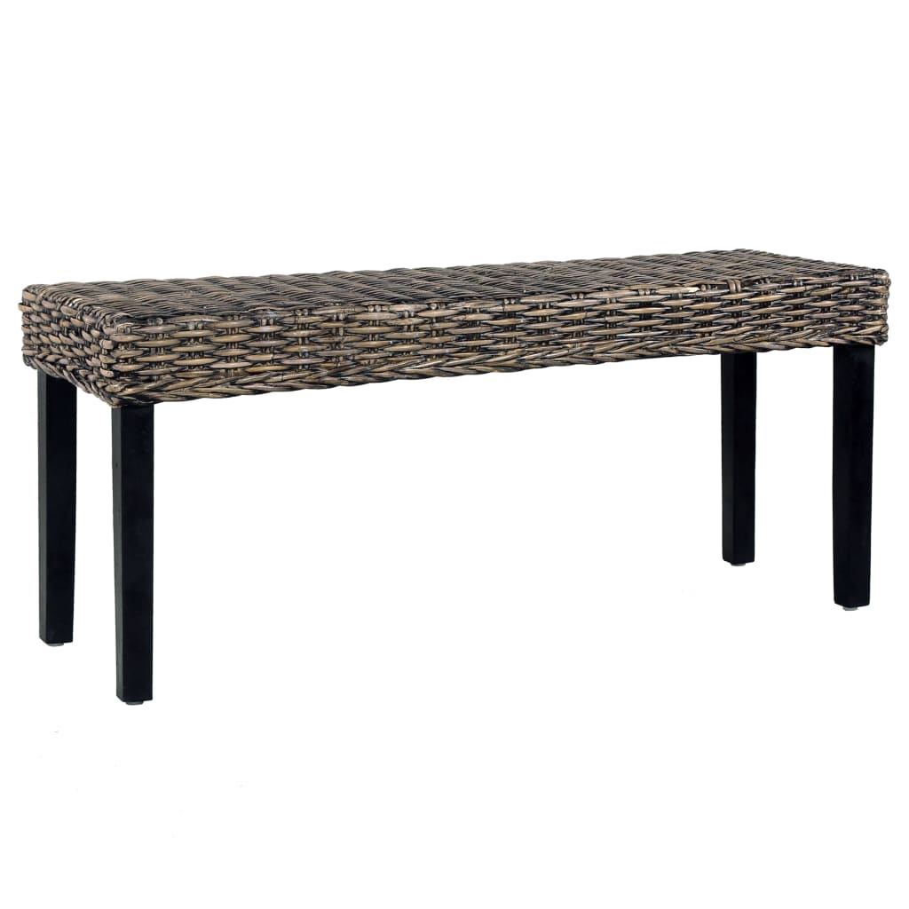 Bankje 110 Cm Natuurlijk Kubu Rattan En Massief Mangohout Zwart