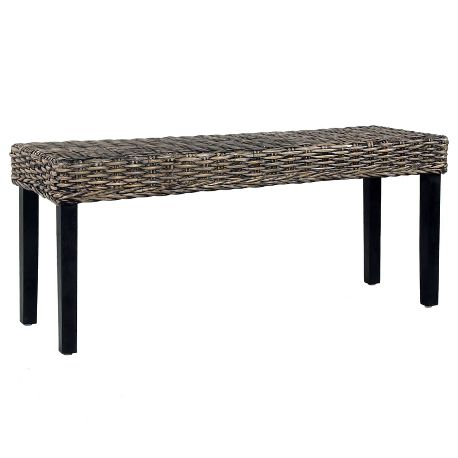 Bankje 110 Cm Natuurlijk Kubu Rattan En Massief Mangohout Zwart