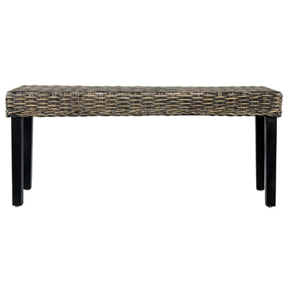 Bankje 110 Cm Natuurlijk Kubu Rattan En Massief Mangohout Zwart