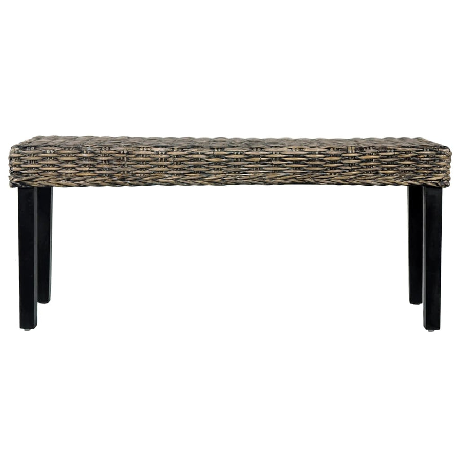 Bankje 110 Cm Natuurlijk Kubu Rattan En Massief Mangohout Zwart