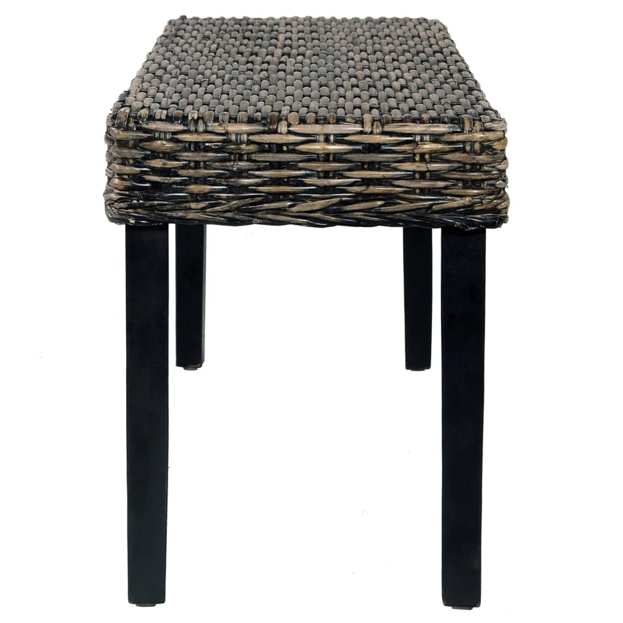 Bankje 110 Cm Natuurlijk Kubu Rattan En Massief Mangohout Zwart