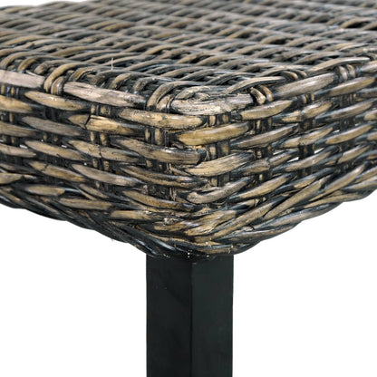 Bankje 110 Cm Natuurlijk Kubu Rattan En Massief Mangohout Zwart