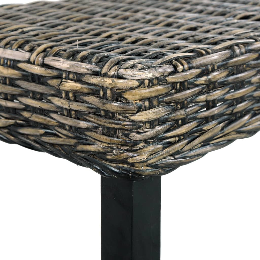 Bankje 110 Cm Natuurlijk Kubu Rattan En Massief Mangohout Zwart