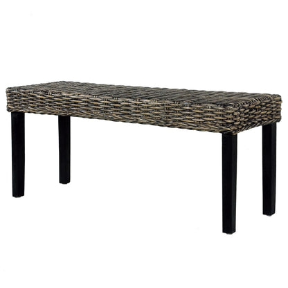 Bankje 110 Cm Natuurlijk Kubu Rattan En Massief Mangohout Zwart