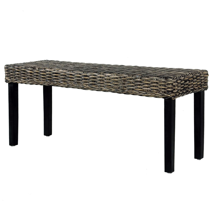 Bankje 110 Cm Natuurlijk Kubu Rattan En Massief Mangohout Zwart