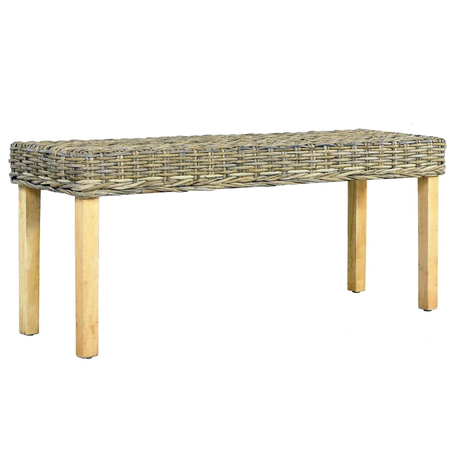 Bankje 110 Cm Natuurlijk Kubu Rattan En Massief Mangohout Bruin