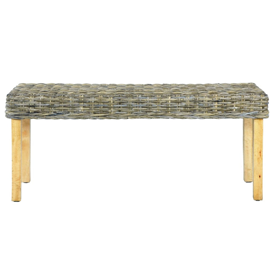 Bankje 110 Cm Natuurlijk Kubu Rattan En Massief Mangohout Bruin