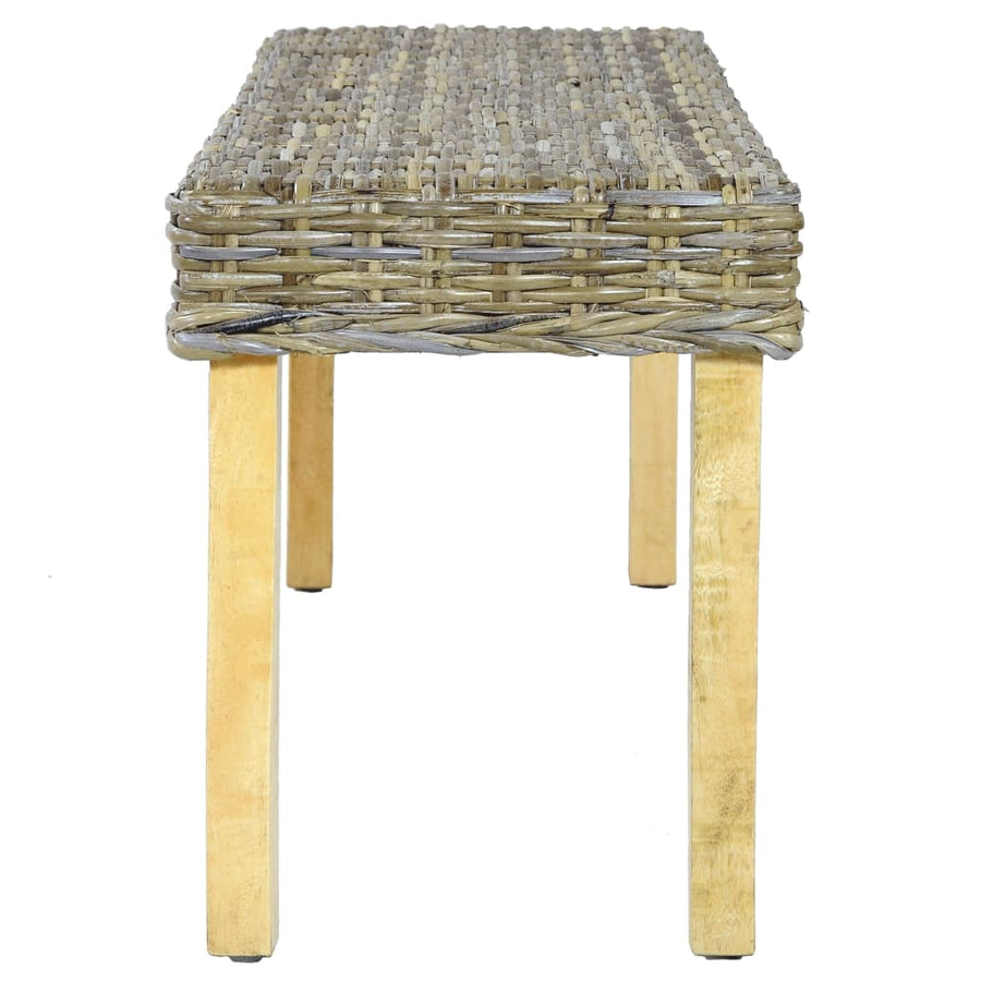 Bankje 110 Cm Natuurlijk Kubu Rattan En Massief Mangohout Bruin