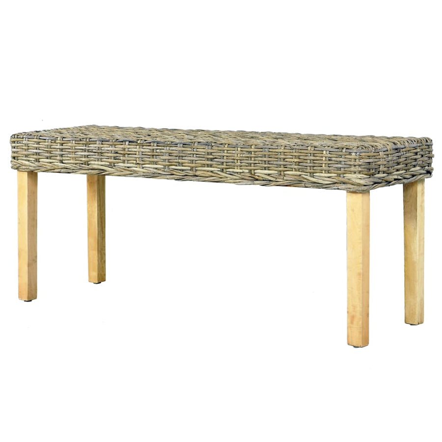 Bankje 110 Cm Natuurlijk Kubu Rattan En Massief Mangohout Bruin