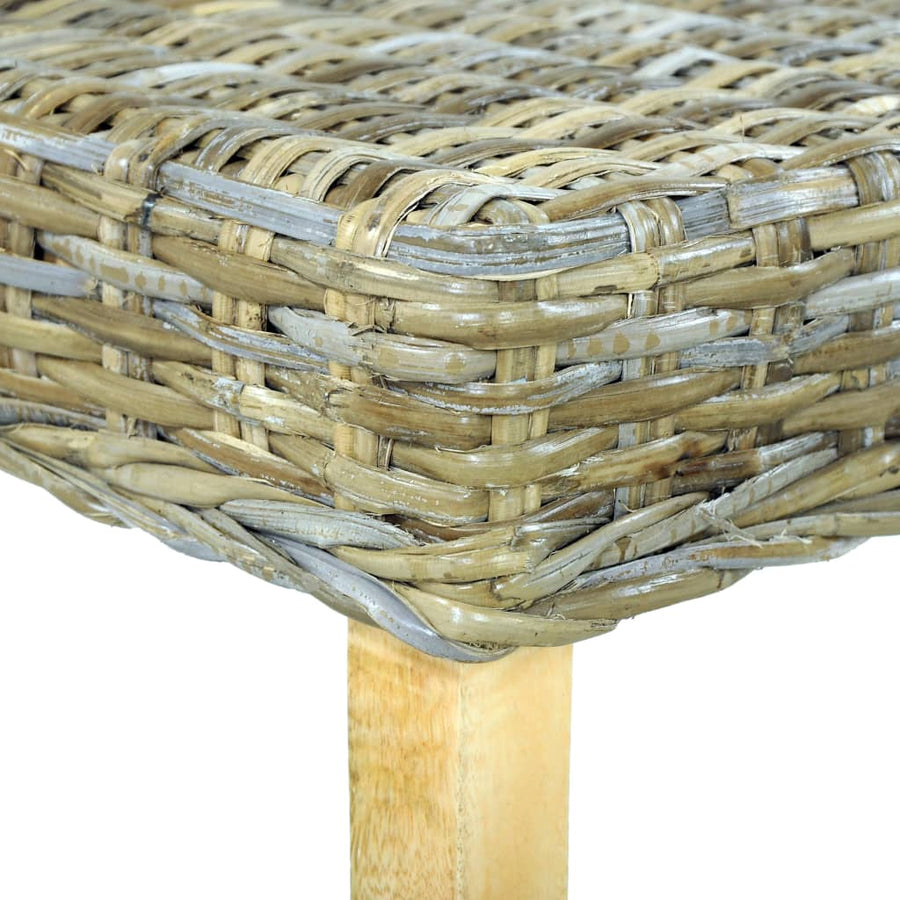 Bankje 110 Cm Natuurlijk Kubu Rattan En Massief Mangohout Bruin
