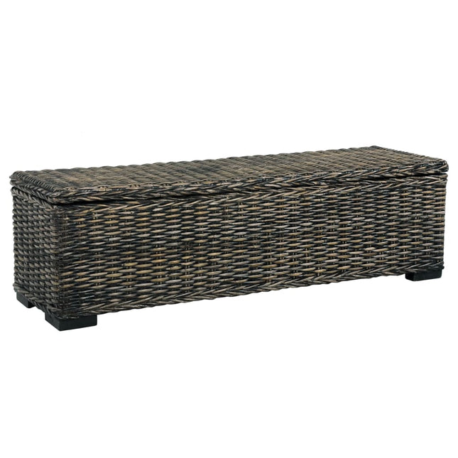 Opbergbox 120 Cm Kubu Rattan En Massief Mangohout Zwart