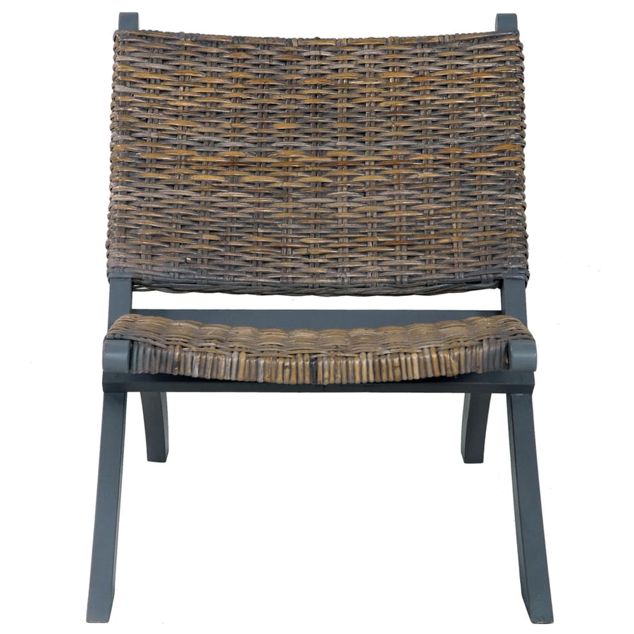 Relaxstoel Natuurlijk Kubu Rattan En Massief Mahoniehout Grijs