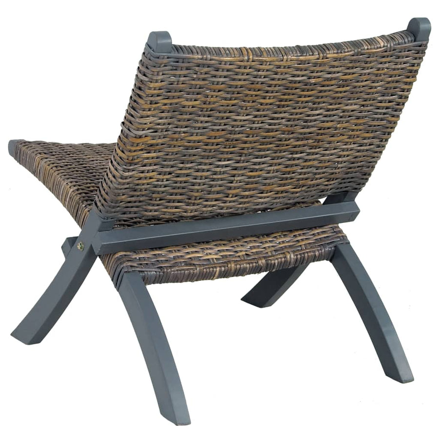 Relaxstoel Natuurlijk Kubu Rattan En Massief Mahoniehout Grijs