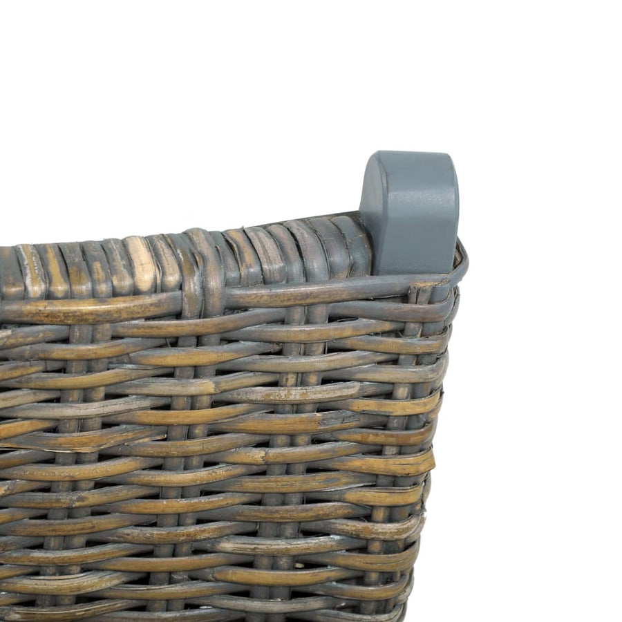Relaxstoel Natuurlijk Kubu Rattan En Massief Mahoniehout Grijs
