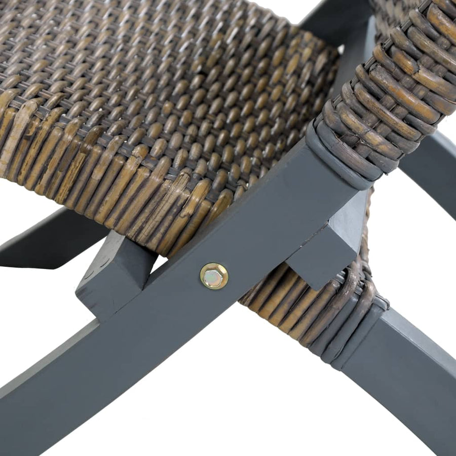 Relaxstoel Natuurlijk Kubu Rattan En Massief Mahoniehout Grijs