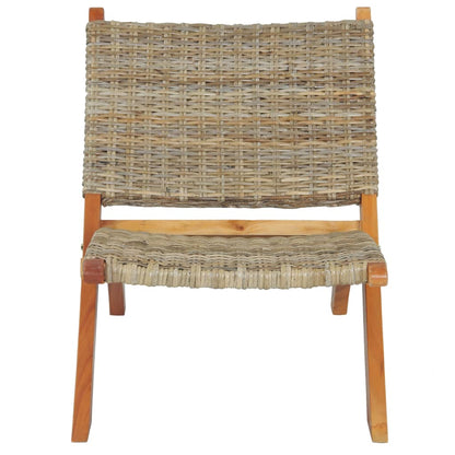 Relaxstoel Natuurlijk Kubu Rattan En Massief Mahoniehout Bruin