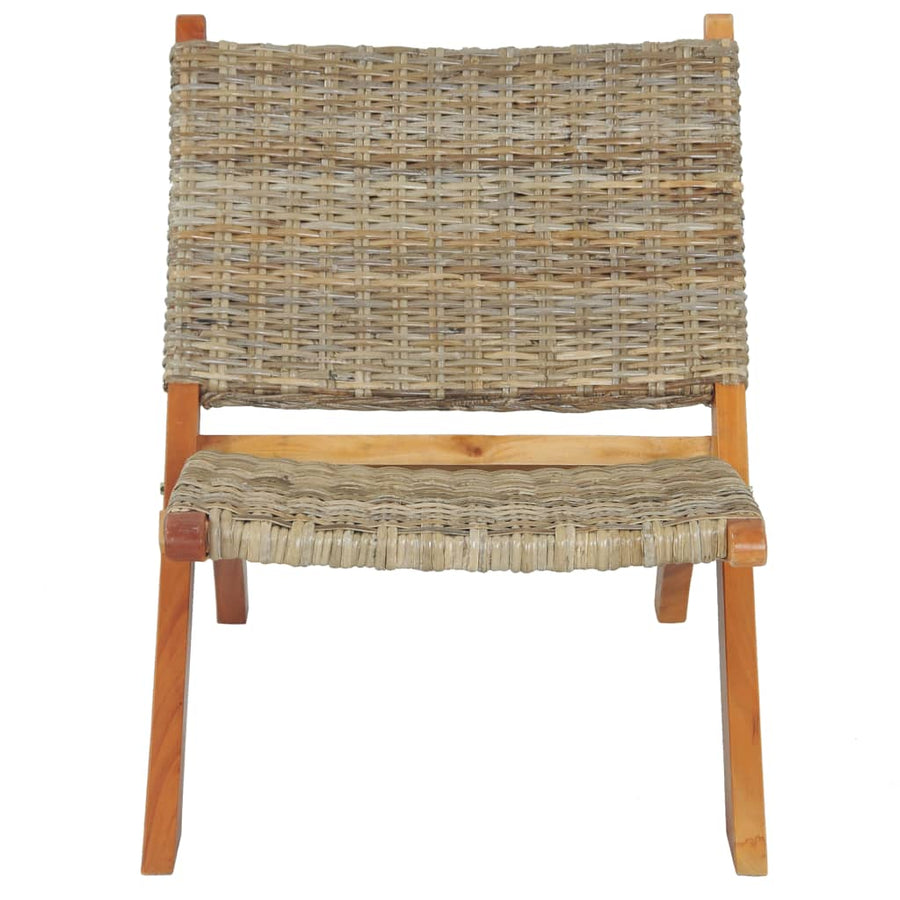 Relaxstoel Natuurlijk Kubu Rattan En Massief Mahoniehout Bruin