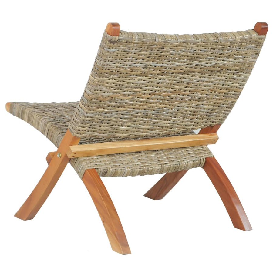 Relaxstoel Natuurlijk Kubu Rattan En Massief Mahoniehout Bruin